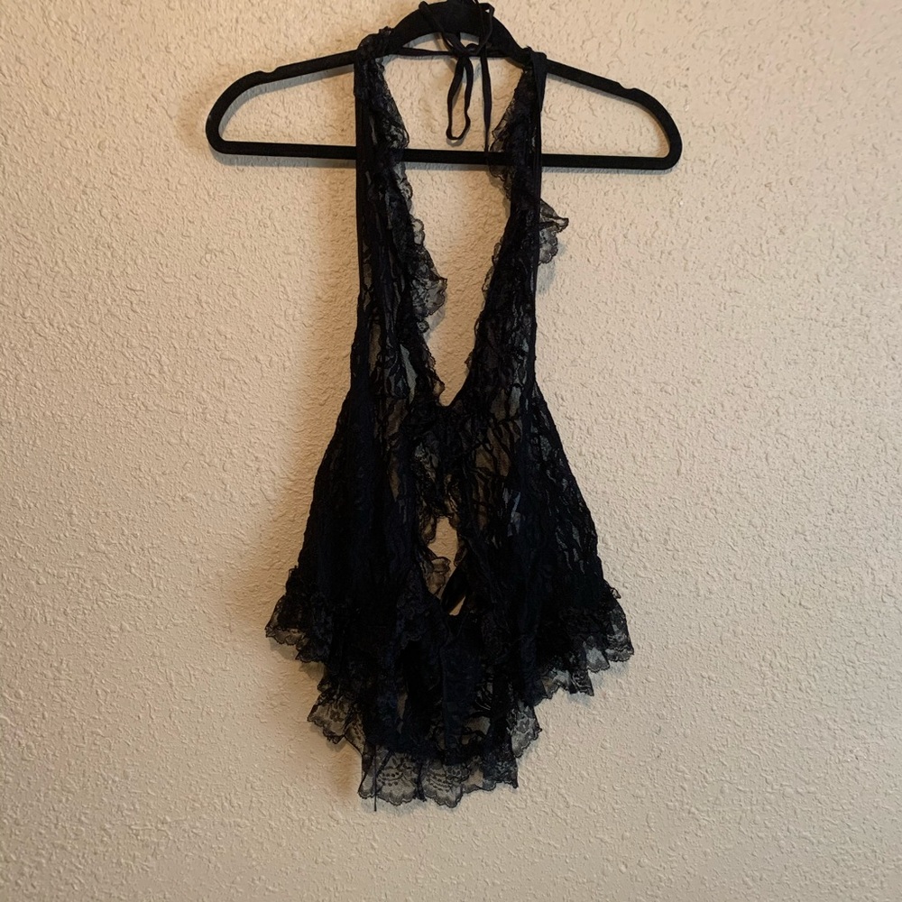 Black Lace Flyaway Babydoll